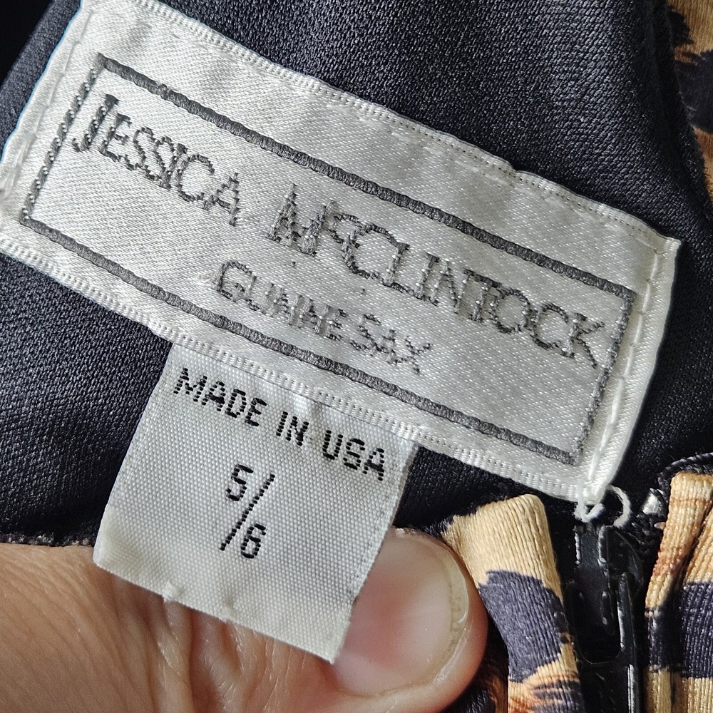 Jessica McClintock Gunne Sax Leopard Print Maxi Dress Size 5/6 - Picture 3 of 11